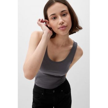 Top slim fit cu decolteu amplu