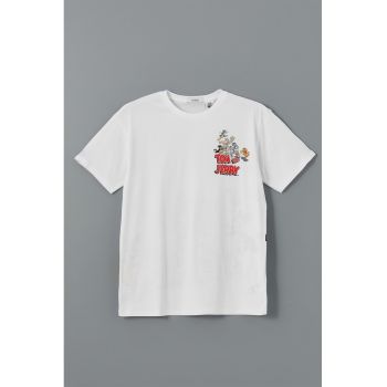 Tricou de bumbac cu model grafic Tom and Jerry