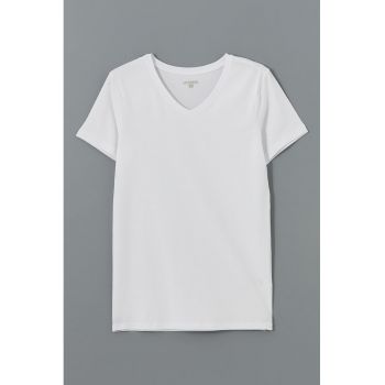 Tricou slim fit cu decolteu in V