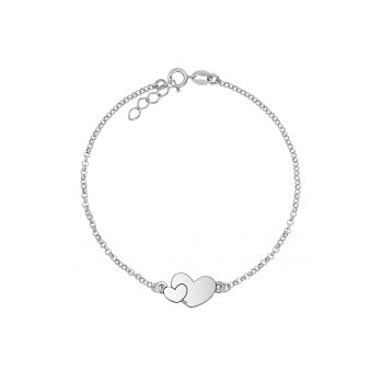 Bratara Argint 925 placat cu rodiu si charm - Inima mica si mare