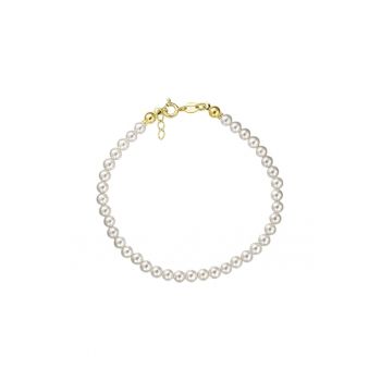 Bratara Aur 585 - 14K cu perle de cultura albe 4mm - inchizatoare clasica