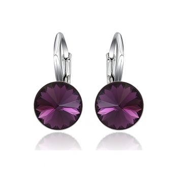 Cercei Argint 925 placat cu rodiu cu cristale Swarovski® Rivoli Leverback 8mm