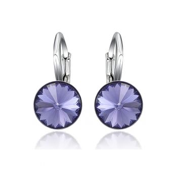 Cercei Argint 925 placat cu rodiu cu cristale Swarovski® Rivoli Leverback 8mm