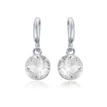 Cercei Argint 925 placat cu rodiu cu cristale Swarovski® Xirius 10mm Hook Crystal Clear