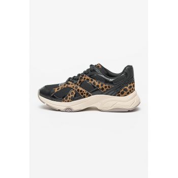 Pantofi sport din piele cu insertii din plasa Leo