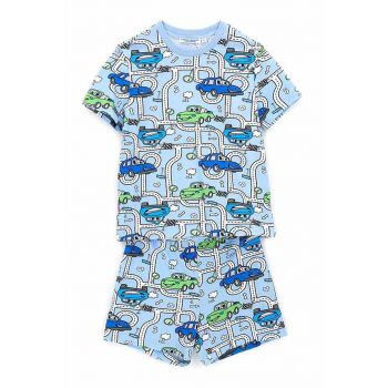 Pijama din bumbac cu imprimeu