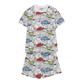 Pijama din bumbac cu imprimeu
