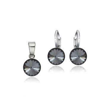 Set Argint 925 placat cu rodiu cu cristale Swarovski® Rivoli 8mm LRS