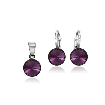 Set Argint 925 placat cu rodiu cu cristale Swarovski® Rivoli 8mm LRS