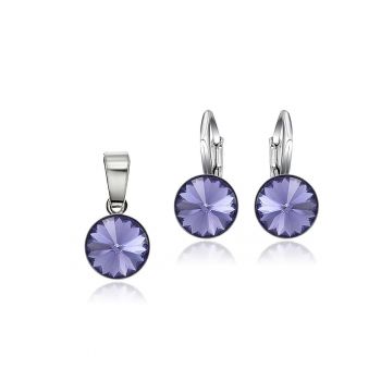 Set Argint 925 placat cu rodiu cu cristale Swarovski® Rivoli 8mm LRS