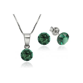 Set Argint 925 placat cu rodiu cu cristale Swarovski® Xirius 6mm Surub + Lant