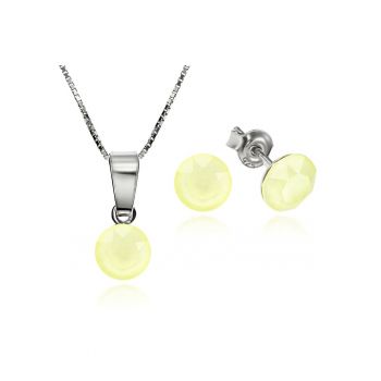 Set Argint 925 placat cu rodiu cu cristale Swarovski® Xirius 6mm Surub + Lant