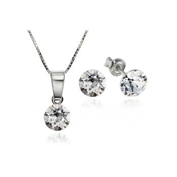 Set Argint 925 placat cu rodiu cu cristale Swarovski® Xirius 6mm Surub + Lant