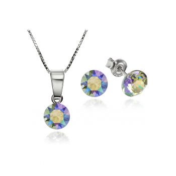 Set Argint 925 placat cu rodiu cu cristale Swarovski® Xirius 6mm Surub + Lant