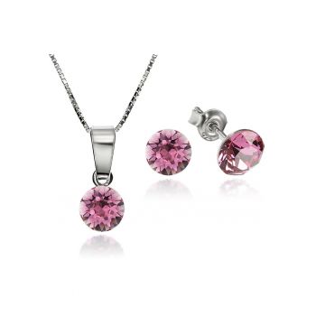Set Argint 925 placat cu rodiu cu cristale Swarovski® Xirius 6mm Surub + Lant