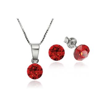 Set Argint 925 placat cu rodiu cu cristale Swarovski® Xirius 6mm Surub + Lant