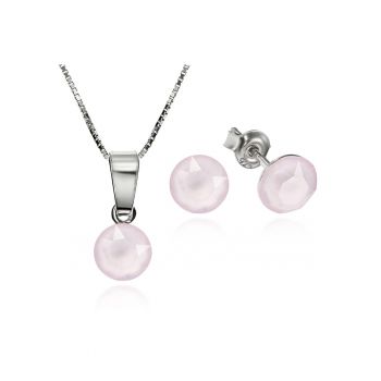 Set Argint 925 placat cu rodiu cu cristale Swarovski® Xirius 6mm Surub + Lant