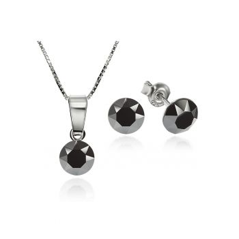 Set Argint 925 placat cu rodiu cu cristale Swarovski® Xirius 6mm Surub + Lant