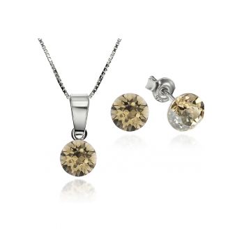 Set Argint 925 placat cu rodiu cu cristale Swarovski® Xirius 6mm Surub + Lant
