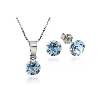 Set Argint 925 placat cu rodiu cu cristale Swarovski® Xirius 6mm Surub + Lant