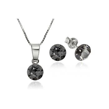Set Argint 925 placat cu rodiu cu cristale Swarovski® Xirius 6mm Surub + Lant