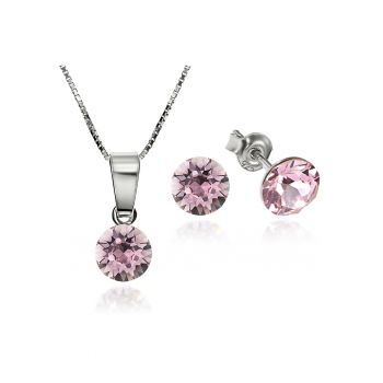 Set Argint 925 placat cu rodiu cu cristale Swarovski® Xirius 6mm Surub + Lant