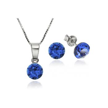 Set Argint 925 placat cu rodiu cu cristale Swarovski® Xirius 6mm Surub + Lant