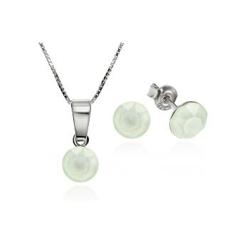 Set Argint 925 placat cu rodiu cu cristale Swarovski® Xirius 6mm Surub + Lant