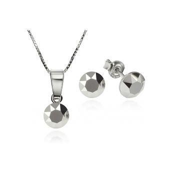 Set Argint 925 placat cu rodiu cu cristale Swarovski® Xirius Light Chrome 6mm Surub + Lant