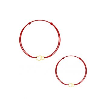 Set Doua Bratari Kabbalah - Mama&Copil cu pandantiv din Aur-8K - Double Heart