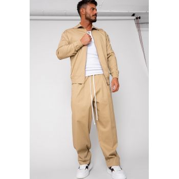 Set Medellin Jacheta cu fermoar si Pantalon lung Beige 15717