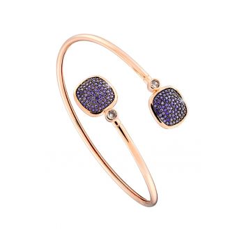 Brtara rigida - fara inchidere - placata cu aur de 18K - cu zirconia