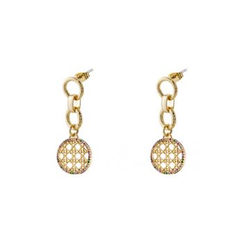 Cercei cu zirconia placati cu aur de 18K