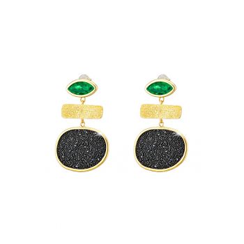Cercei placati cu aur de 18K cu cristale caviar si zirconia Sunset Bis