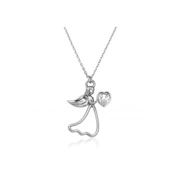 Colier Argint 925 placat cu rodiu cu Cristale Swarovski® Crystal Clear - Angel