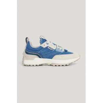 Pantofi sport de denim cu cusaturi decorative ieftini de firma originali