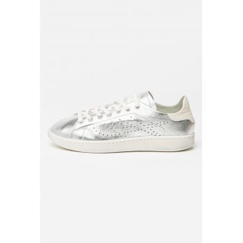 Pantofi sport de piele cu aspect metalic