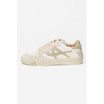 Pantofi sport de piele cu detaliu cu strasuri