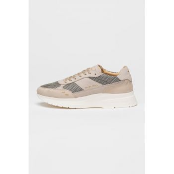 Pantofi sport de piele cu insertii de plasa