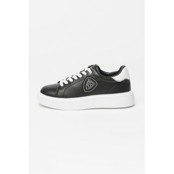 Pantofi sport de piele cu logo cu strasuri