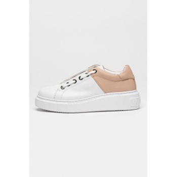 Pantofi sport din piele cu model in doua tonuri