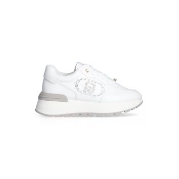 Pantofi sport din piele cu sireturi si platforma