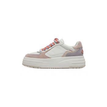 Pantofi sport flatform cu garnituri de piele intoarsa