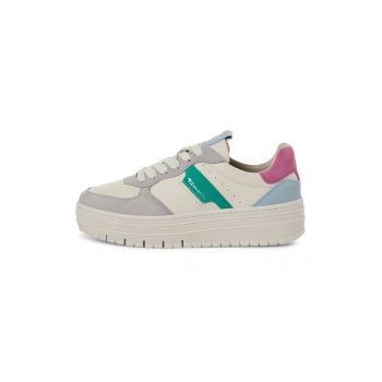 Pantofi sport flatform de piele intoarsa si piele