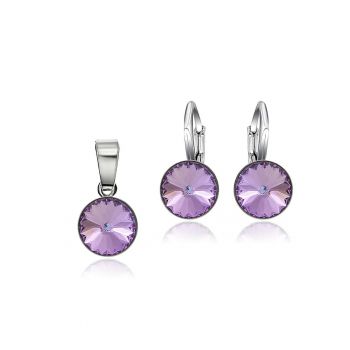Set Argint 925 placat cu rodiu cu cristale Swarovski® Rivoli 8mm LRS