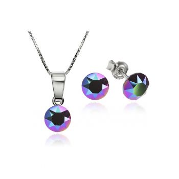 Set Argint 925 placat cu rodiu cu cristale Swarovski® Xirius 6mm Surub + Lant