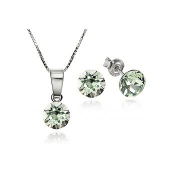Set Argint 925 placat cu rodiu cu cristale Swarovski® Xirius 6mm Surub + Lant