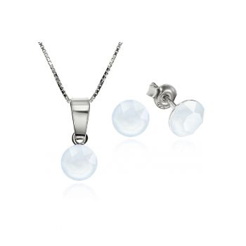 Set Argint 925 placat cu rodiu cu cristale Swarovski® Xirius 6mm Surub + Lant