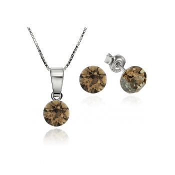 Set Argint 925 placat cu rodiu cu cristale Swarovski® Xirius 6mm Surub + Lant