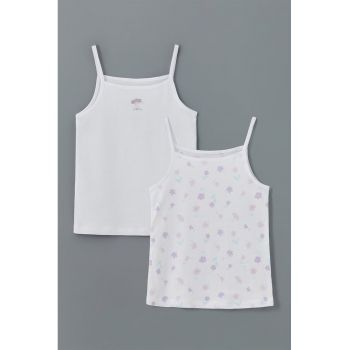 Set de maiou din bumbac cu model floral - 2 Perechi